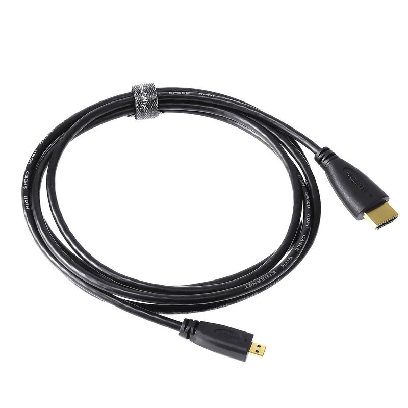 NiceTQ 6ft Micro-HDMI (type D) to Regular HDMI (type A) high Speed Cable with Ethernet (up to 1440p) for MOTOROLA MB810 DROID X / HTC Touch EVO 4G - Image 2